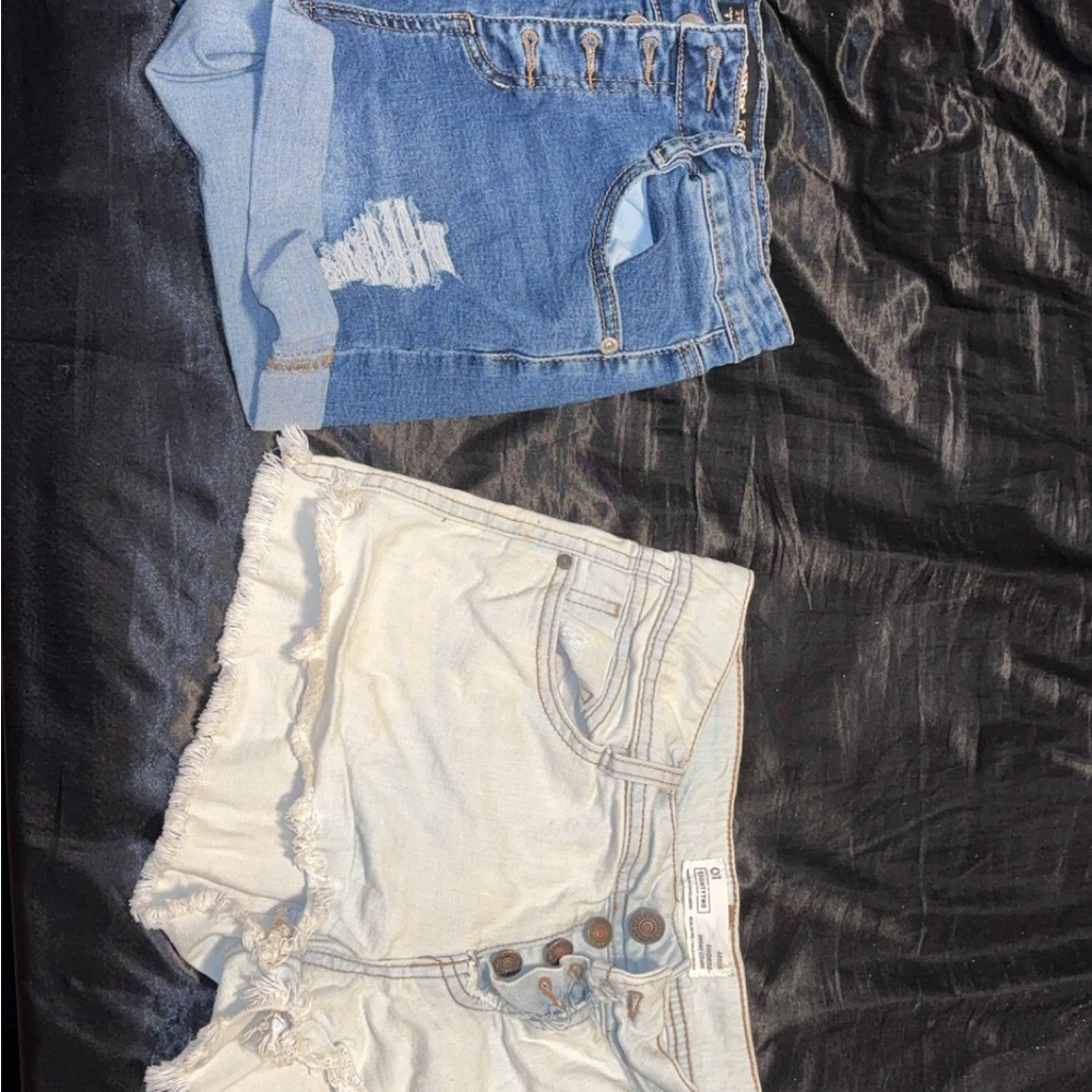 Stylish Blue and Cream Women's Shorts